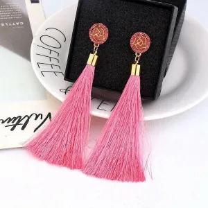 Pink Tassel Fringe Earring