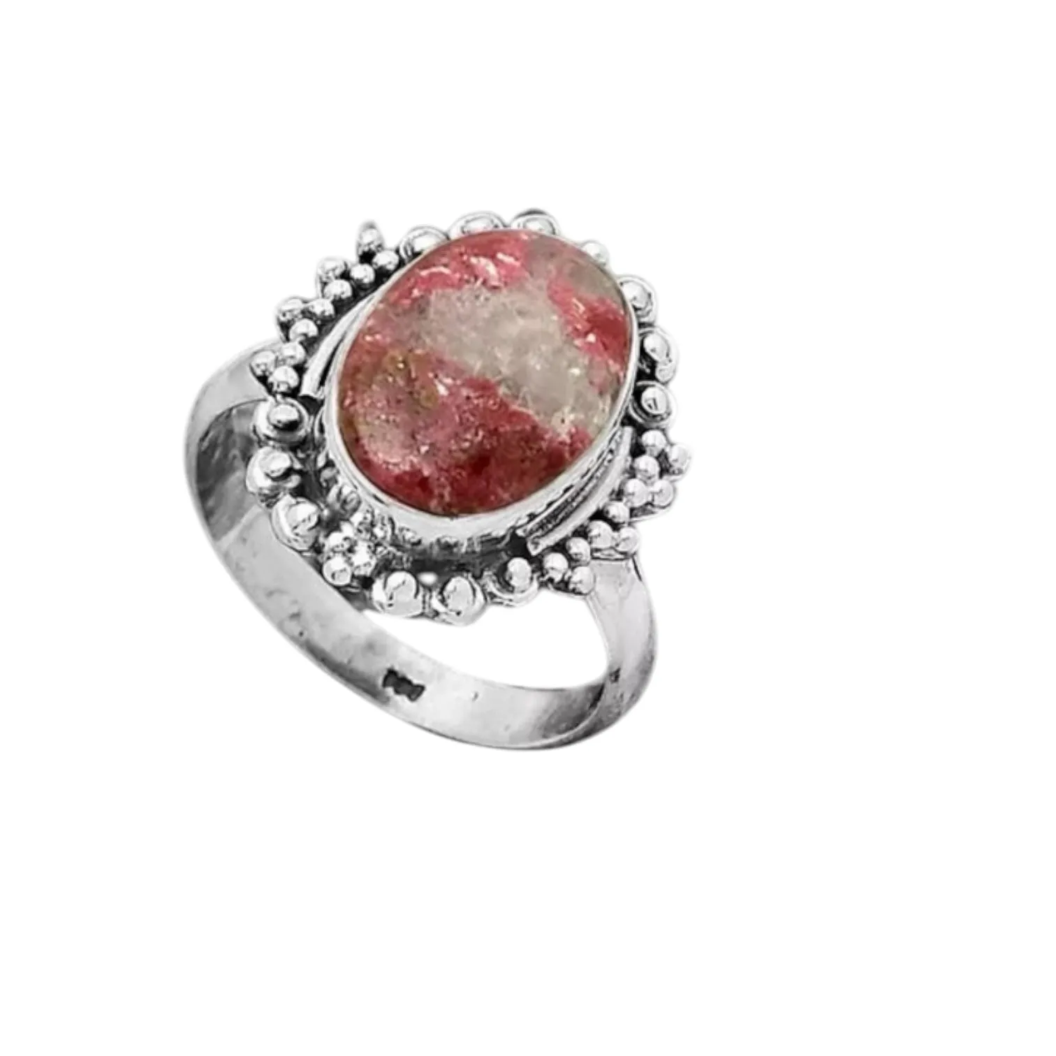 Pink Thulite Solid 925 Sterling Silver Ring 7.5