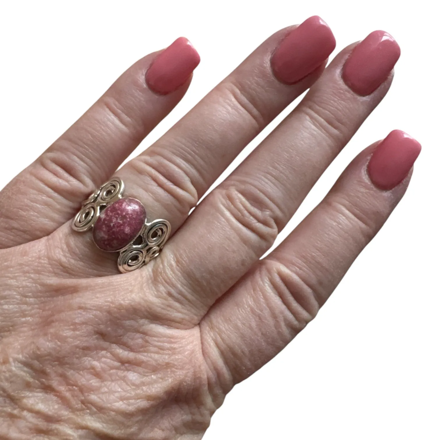 Pink Thulite Solid 925 Sterling Silver Ring 7.5