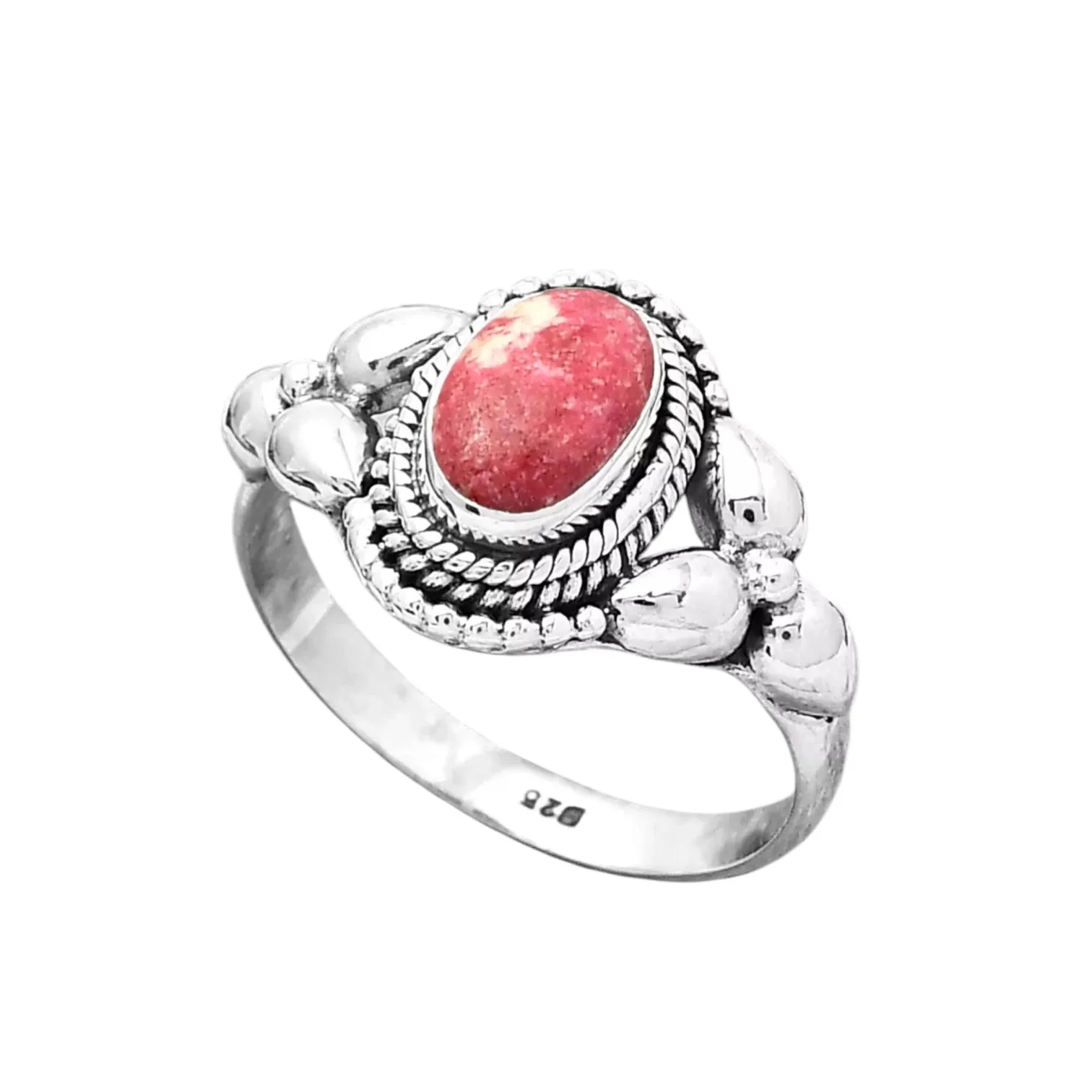 Pink Thulite Solid 925 Sterling Silver Ring 9