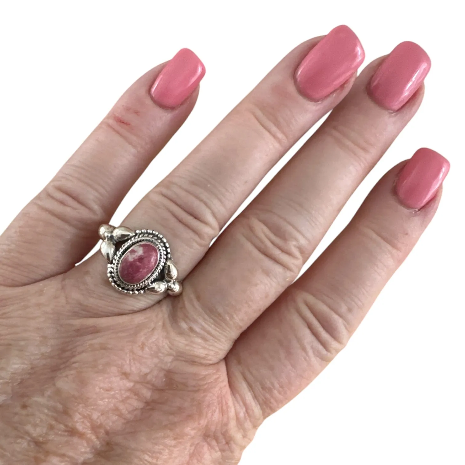 Pink Thulite Solid 925 Sterling Silver Ring 9