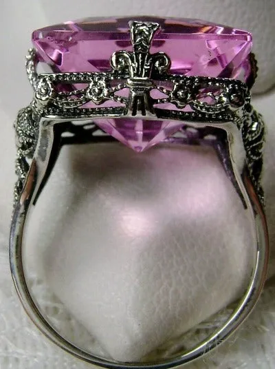 Pink Topaz Ring, 12ct Square Gem, Victorian Jewelry #D77
