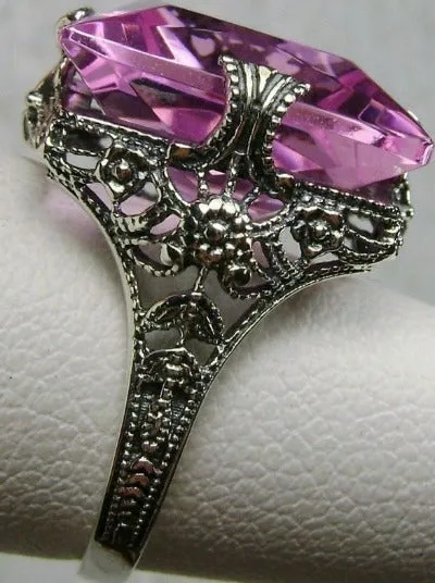 Pink Topaz Ring, 12ct Square Gem, Victorian Jewelry #D77