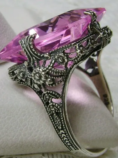 Pink Topaz Ring, 12ct Square Gem, Victorian Jewelry #D77