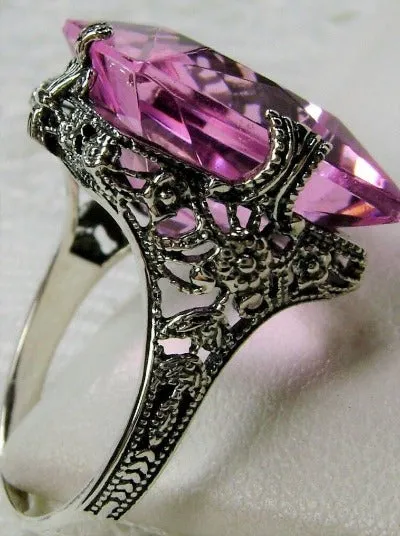 Pink Topaz Ring, 12ct Square Gem, Victorian Jewelry #D77