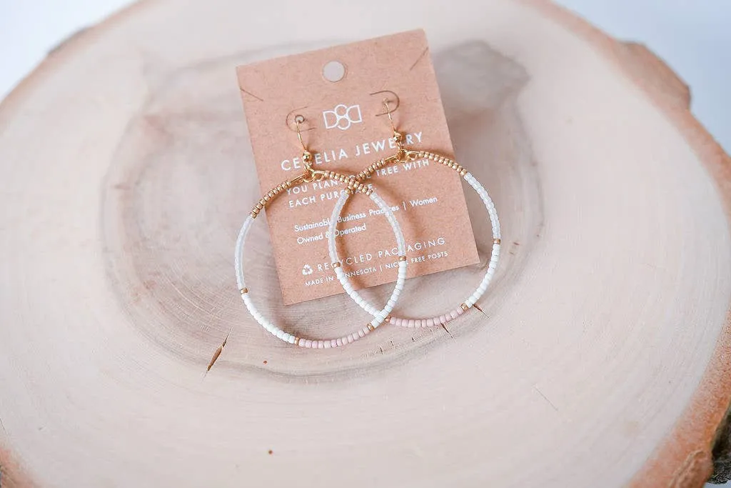 Pink/White Bead Earrings