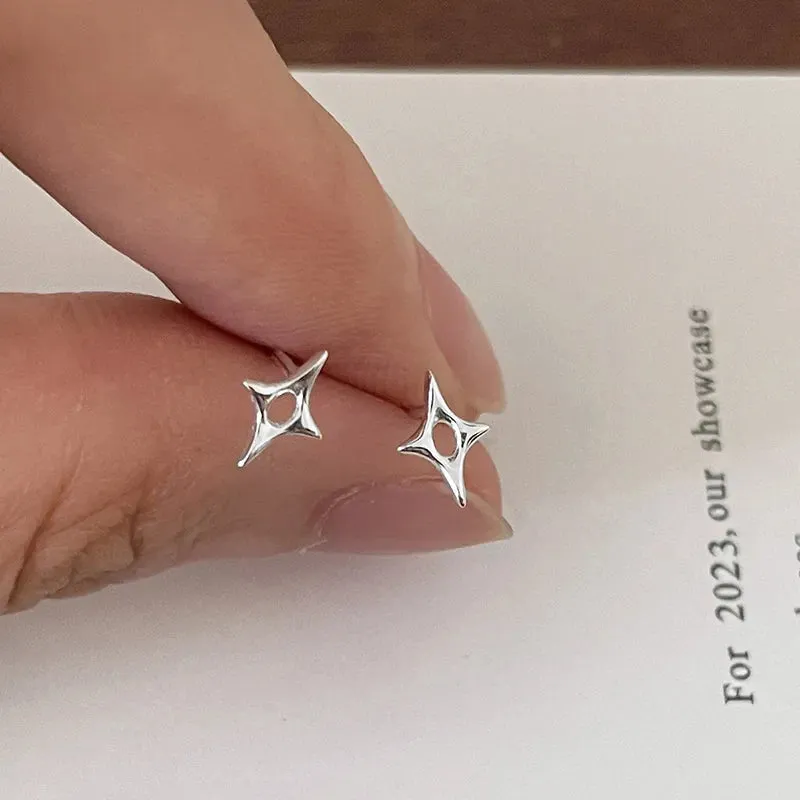 Planet Earrings Silver Color Piercing for Women Moon Star Crystal Zircon Ear Stud Earrings Tragus Cartilage Body Jewelry