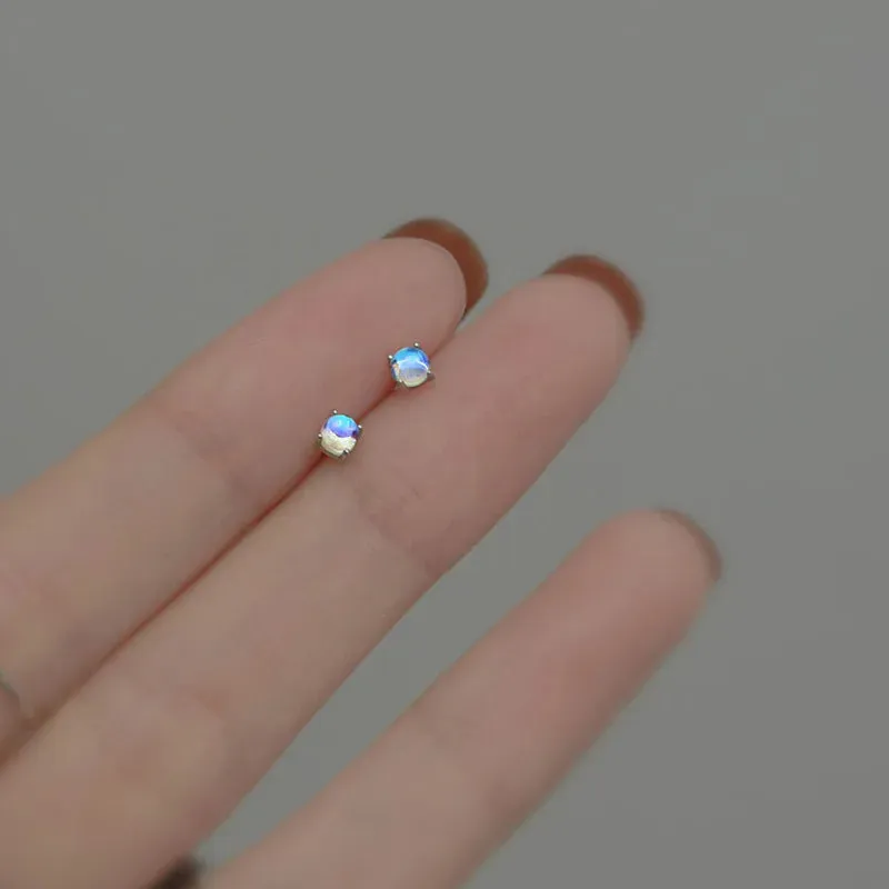 Planet Earrings Silver Color Piercing for Women Moon Star Crystal Zircon Ear Stud Earrings Tragus Cartilage Body Jewelry
