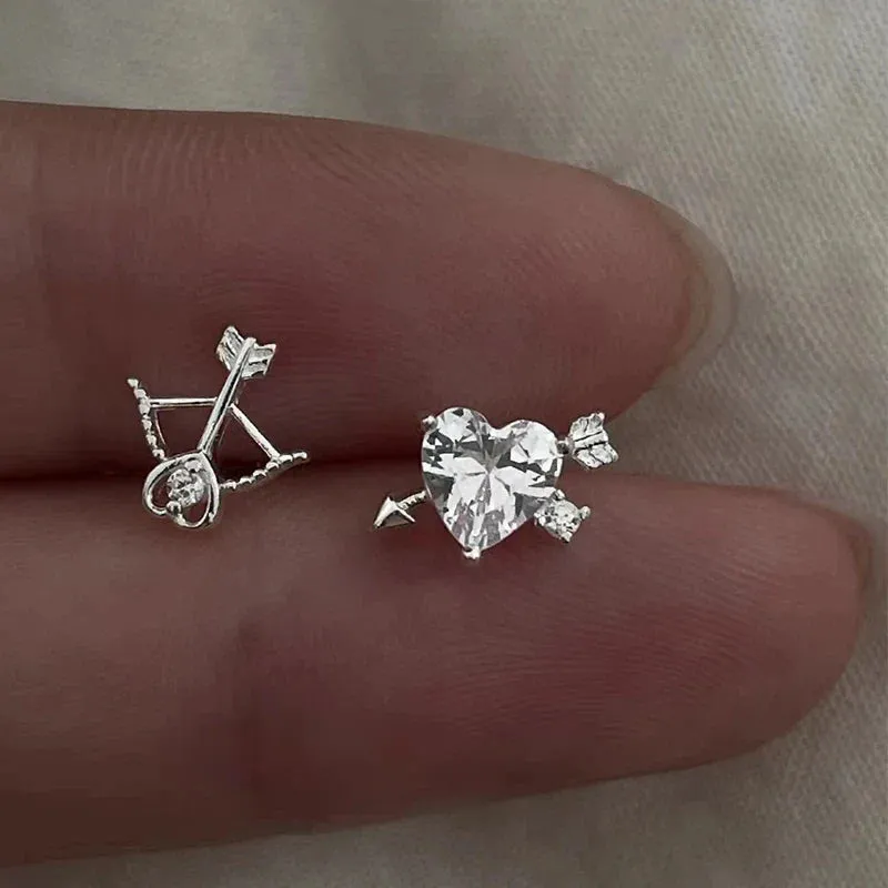 Planet Earrings Silver Color Piercing for Women Moon Star Crystal Zircon Ear Stud Earrings Tragus Cartilage Body Jewelry