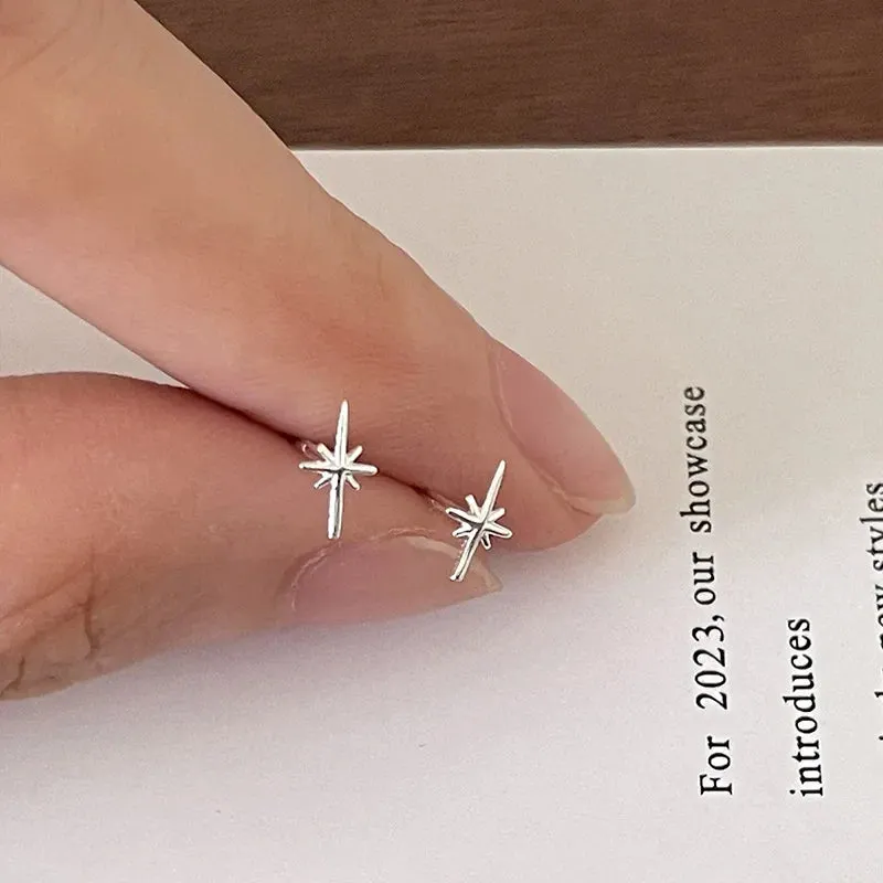 Planet Earrings Silver Color Piercing for Women Moon Star Crystal Zircon Ear Stud Earrings Tragus Cartilage Body Jewelry