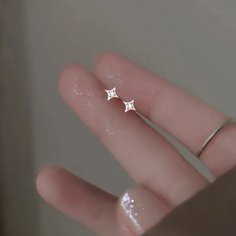 Planet Earrings Silver Color Piercing for Women Moon Star Crystal Zircon Ear Stud Earrings Tragus Cartilage Body Jewelry