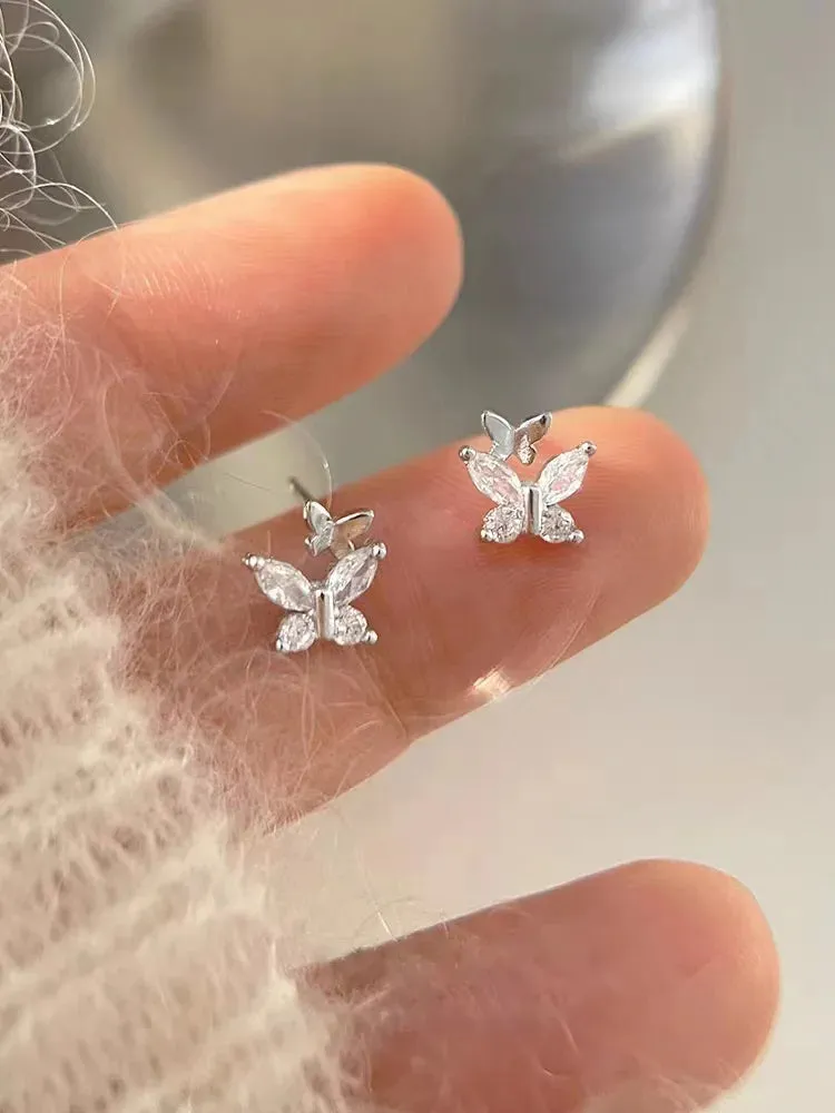 Planet Earrings Silver Color Piercing for Women Moon Star Crystal Zircon Ear Stud Earrings Tragus Cartilage Body Jewelry
