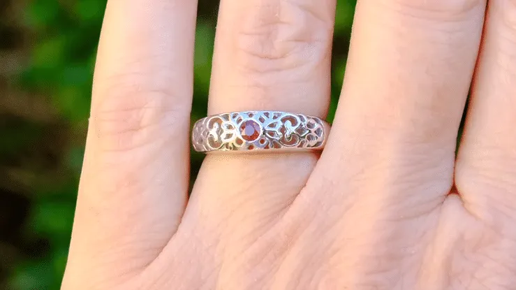 Platinum Scroll Filigree Edwardian Ruby Ring