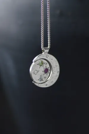 Pocket Universe Ruby, Peridot & Topaz Silver Pendant 1078-5