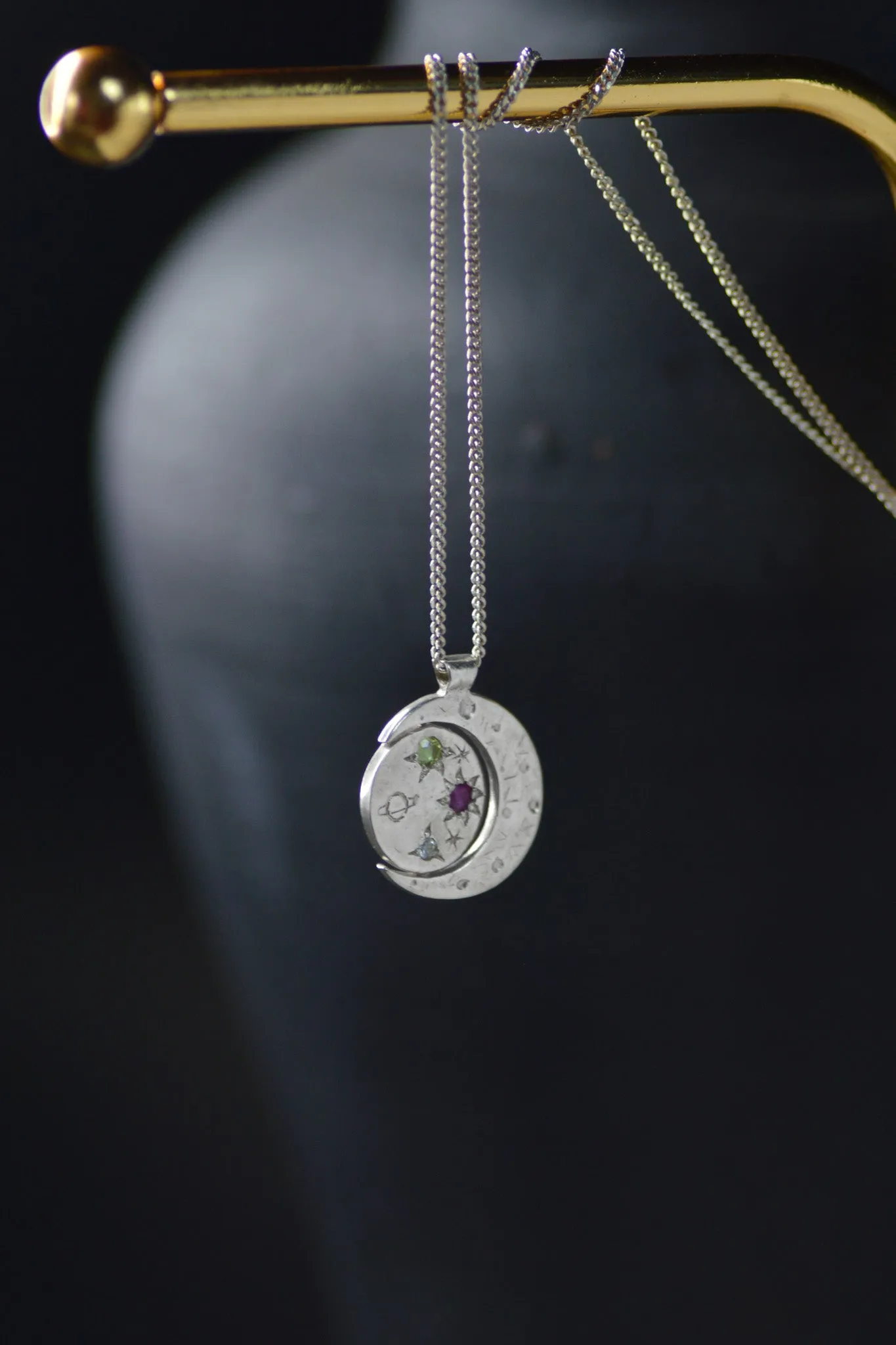 Pocket Universe Ruby, Peridot & Topaz Silver Pendant 1078-5
