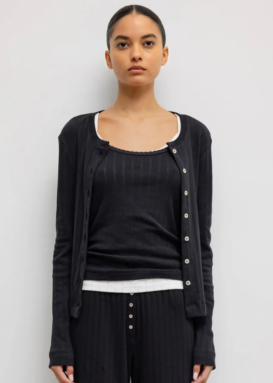 Pointelle Classic Crew Cardigan
