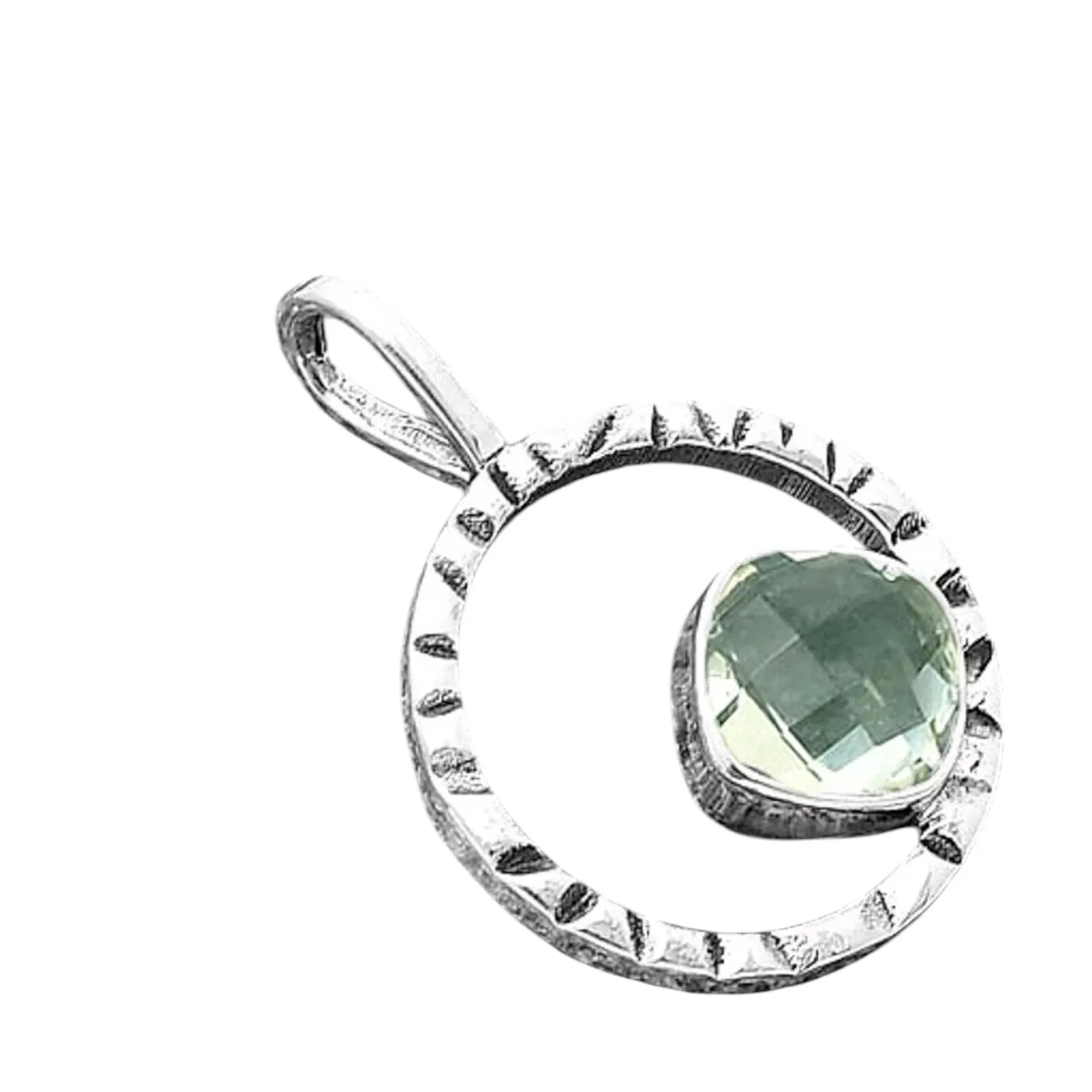 Prasiolite Green Amethyst Solid 925 Sterling Silver Pendant