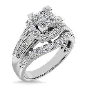 Princess Cut Diamond Engagement Ring with Halo in 10K White Gold
