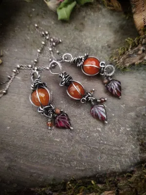 PUMPKIN PENDANT or CHARM - Carnelian & Garnet