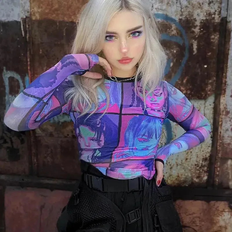 Punk Girl Illustrated Y2K Full Zip Jacket for an Edgy Wardrobe