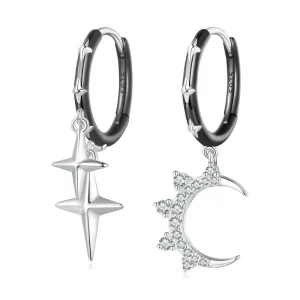Punk Star & Moon Ear Buckles Asymmetric Hoop Earrings