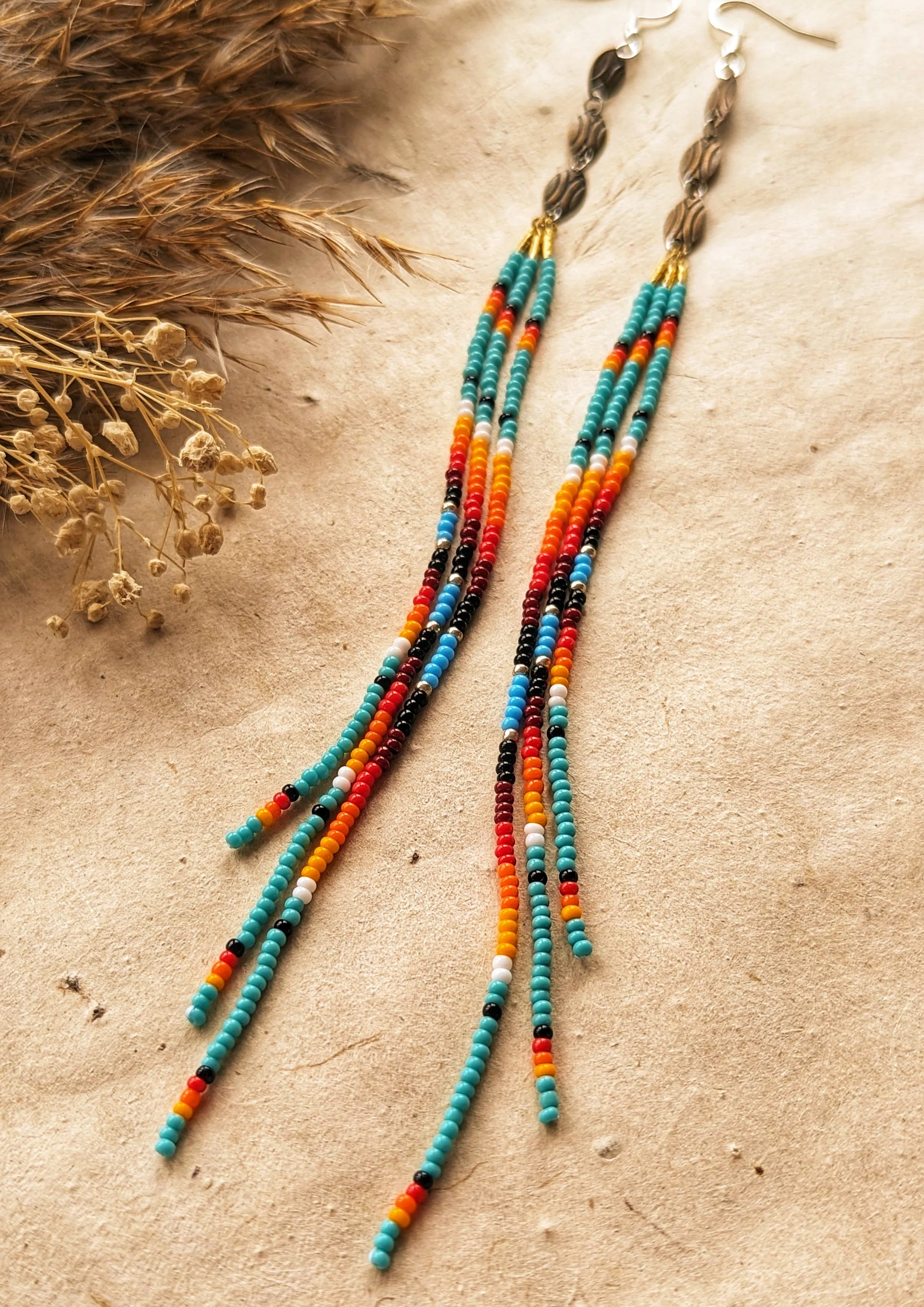 Quannah Turquoise Beaded Fringe Earrings