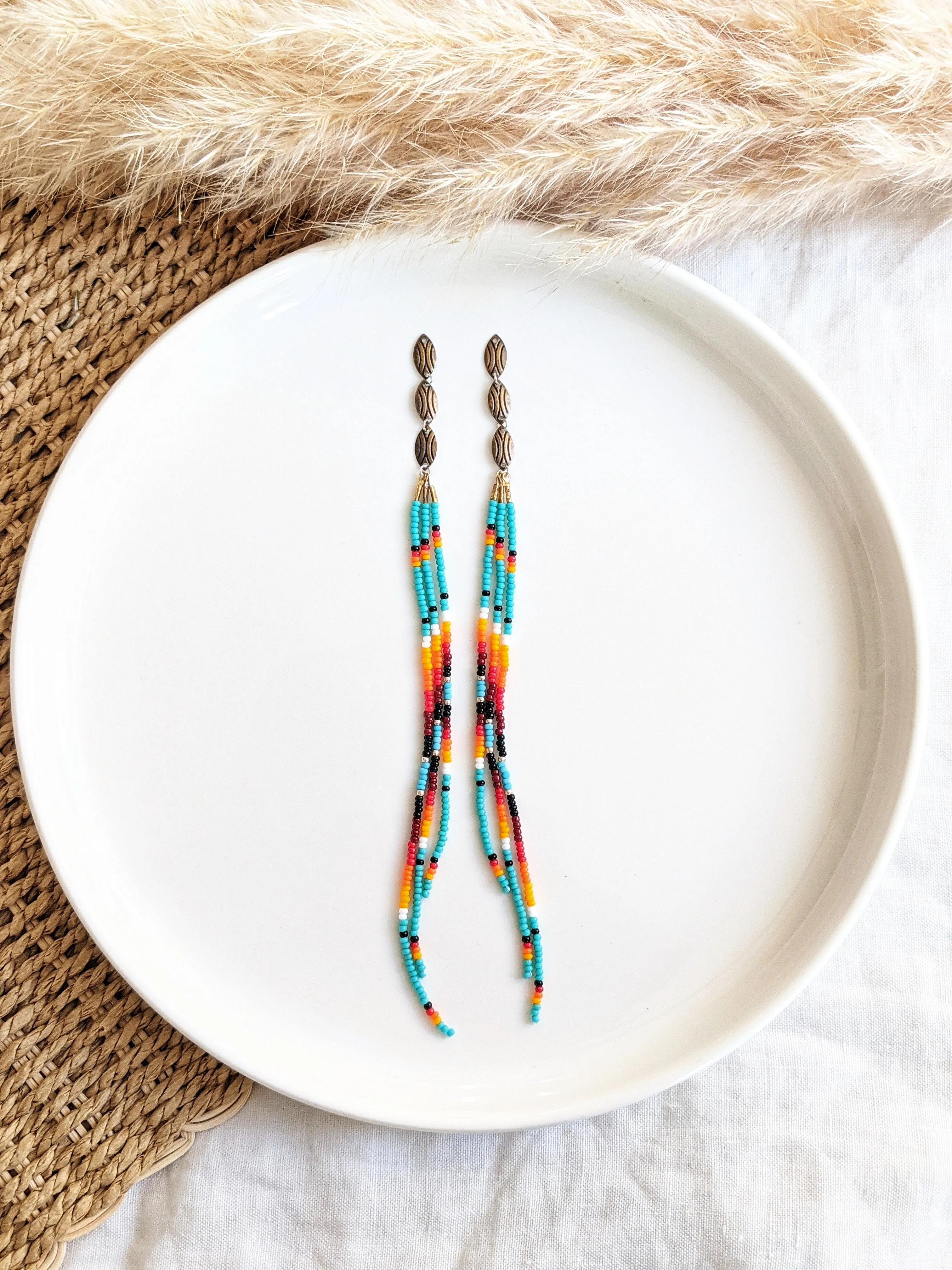 Quannah Turquoise Beaded Fringe Earrings