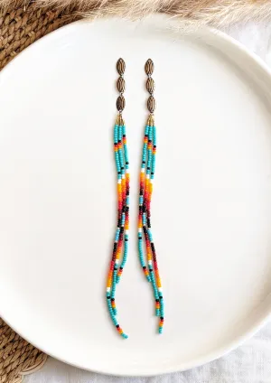 Quannah Turquoise Beaded Fringe Earrings