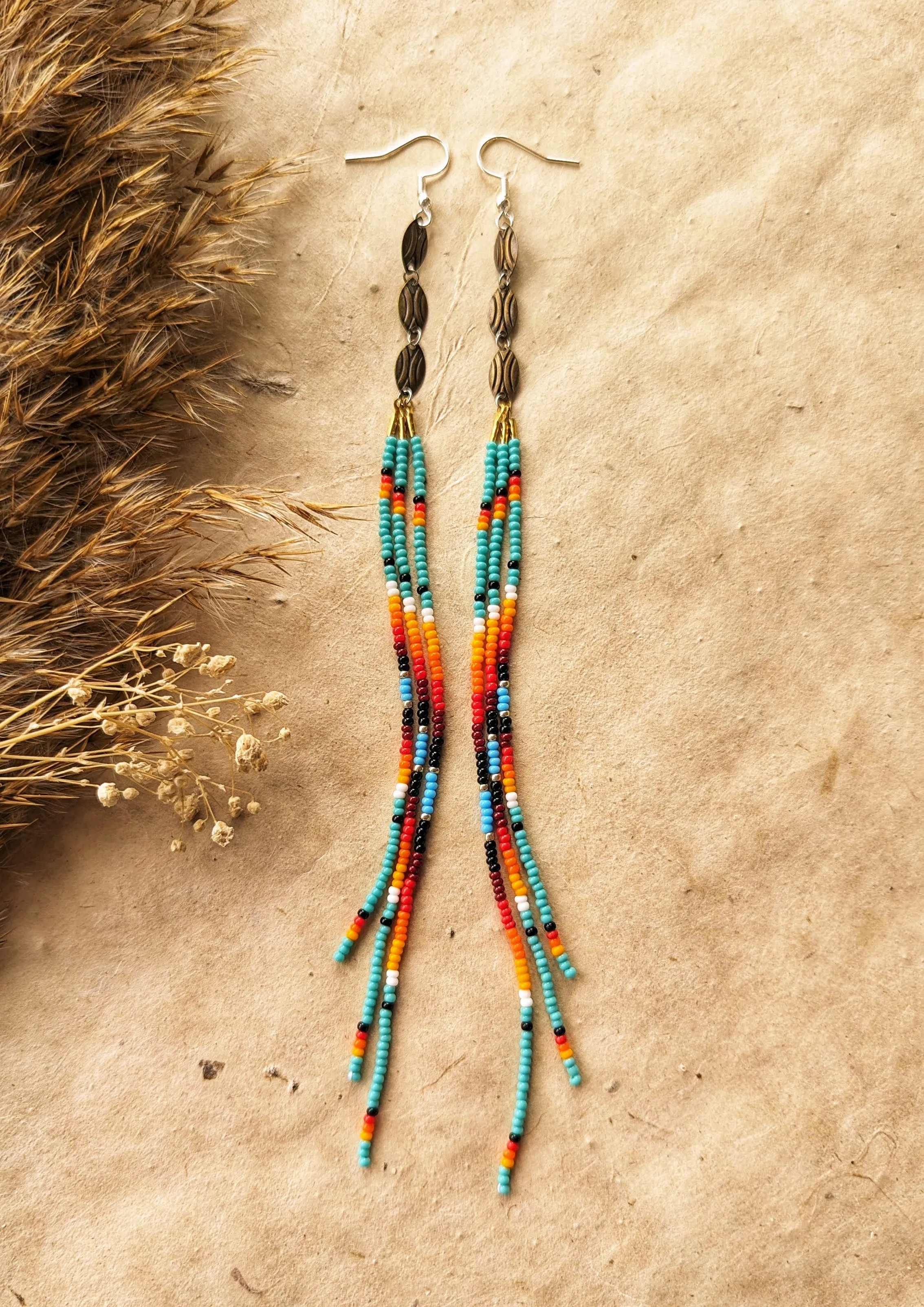 Quannah Turquoise Beaded Fringe Earrings