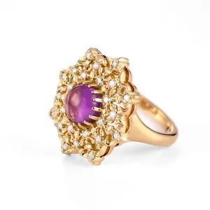 "Amethyst Star" Ring with Diamonds in 18K Yellow Gold