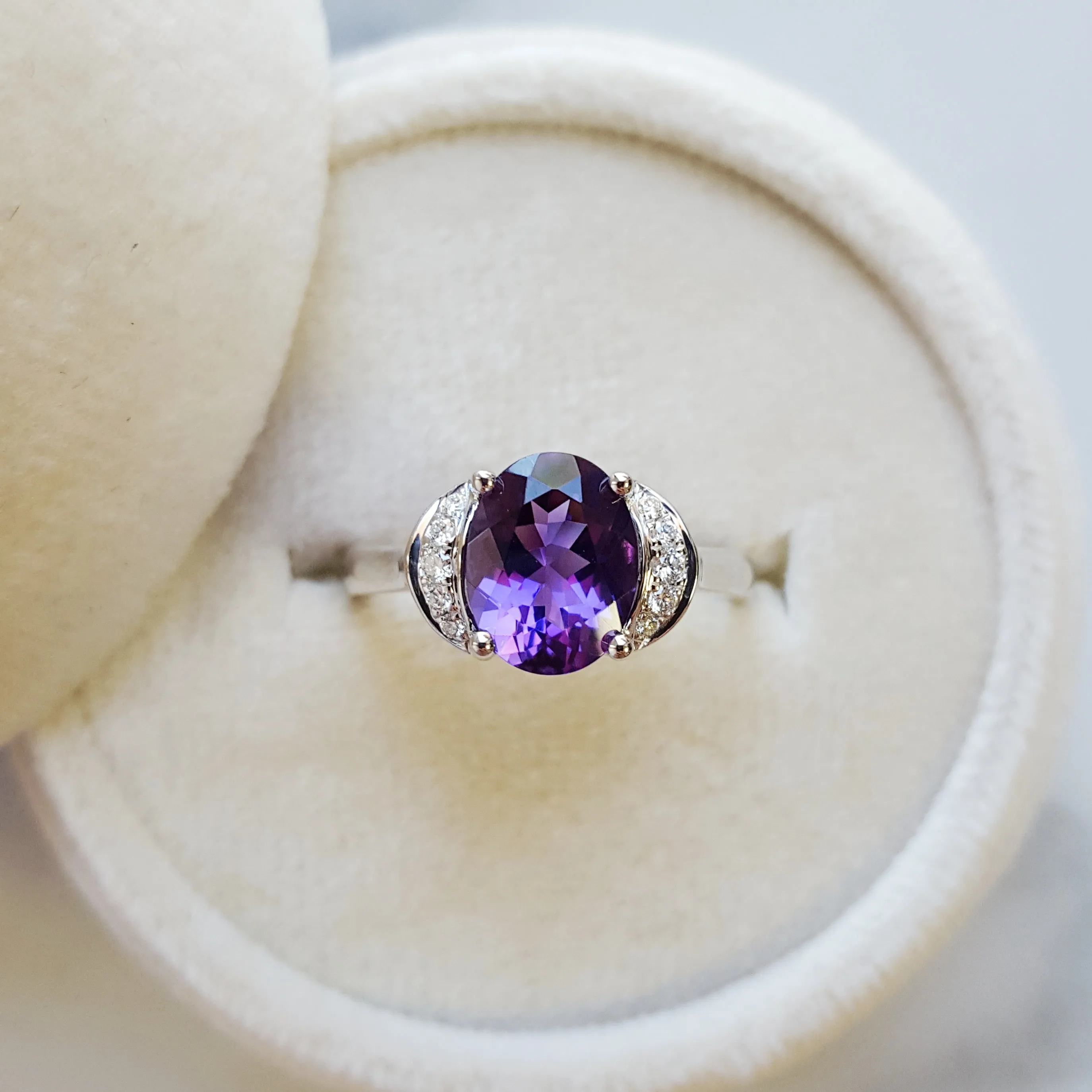 "Mona" 14k White Gold Arizona Amethyst Ring