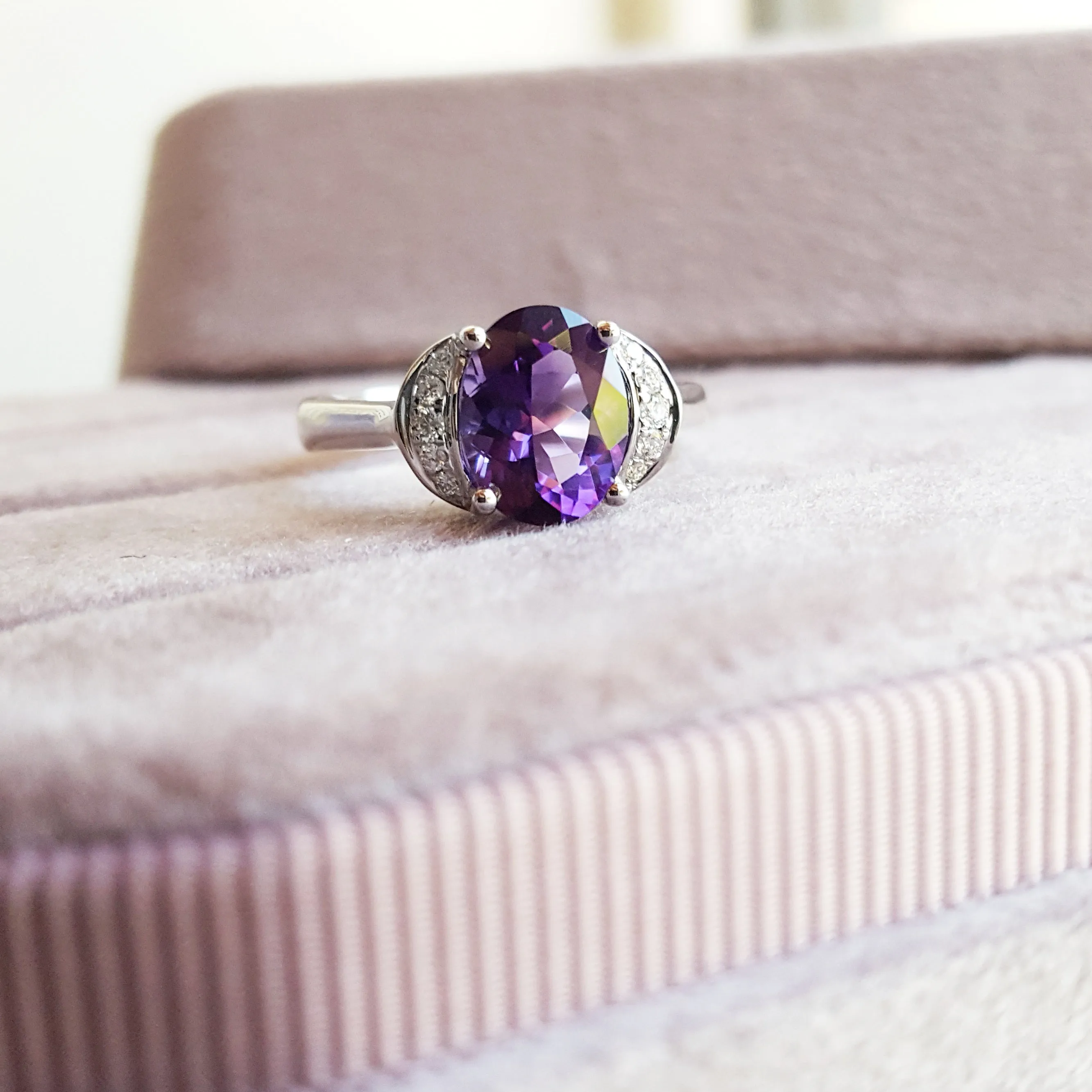 "Mona" 14k White Gold Arizona Amethyst Ring