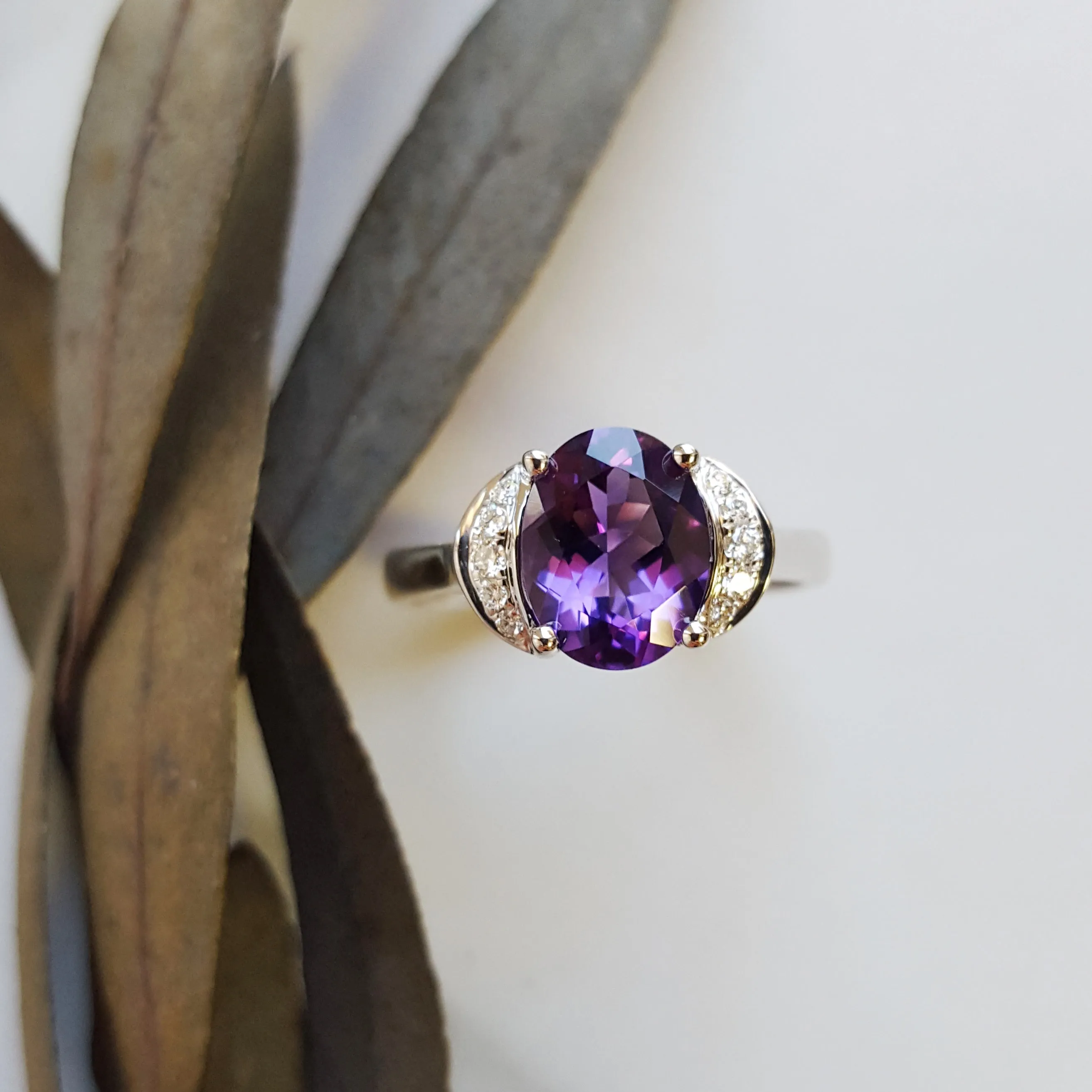 "Mona" 14k White Gold Arizona Amethyst Ring