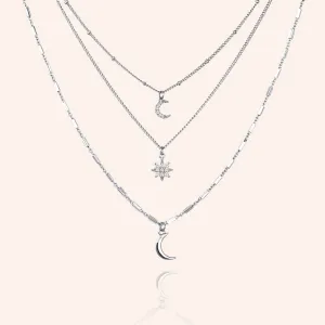 "Over the Stars" 0.8CTW Pave Charms Layered Necklace