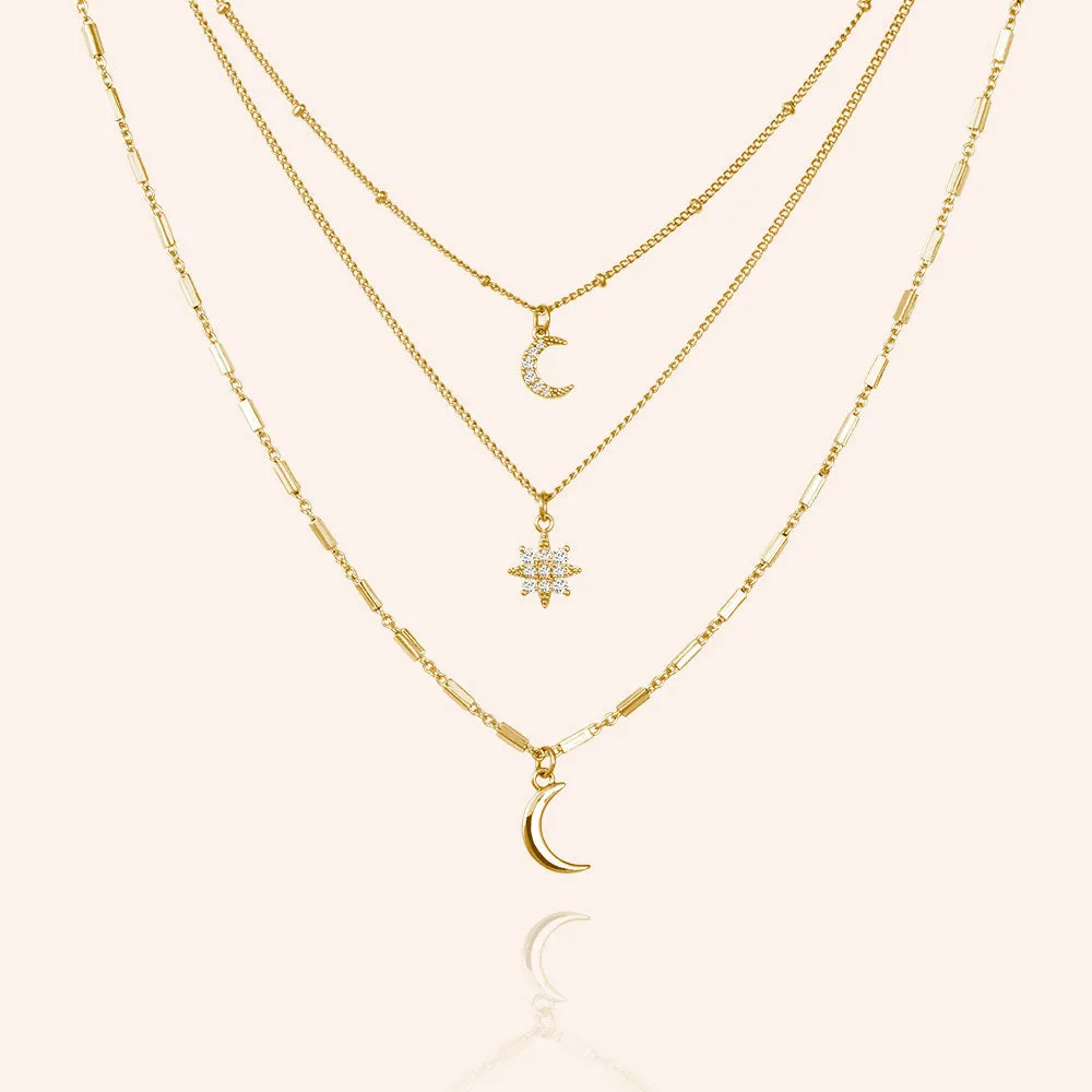 "Over the Stars" 0.8CTW Pave Charms Layered Necklace