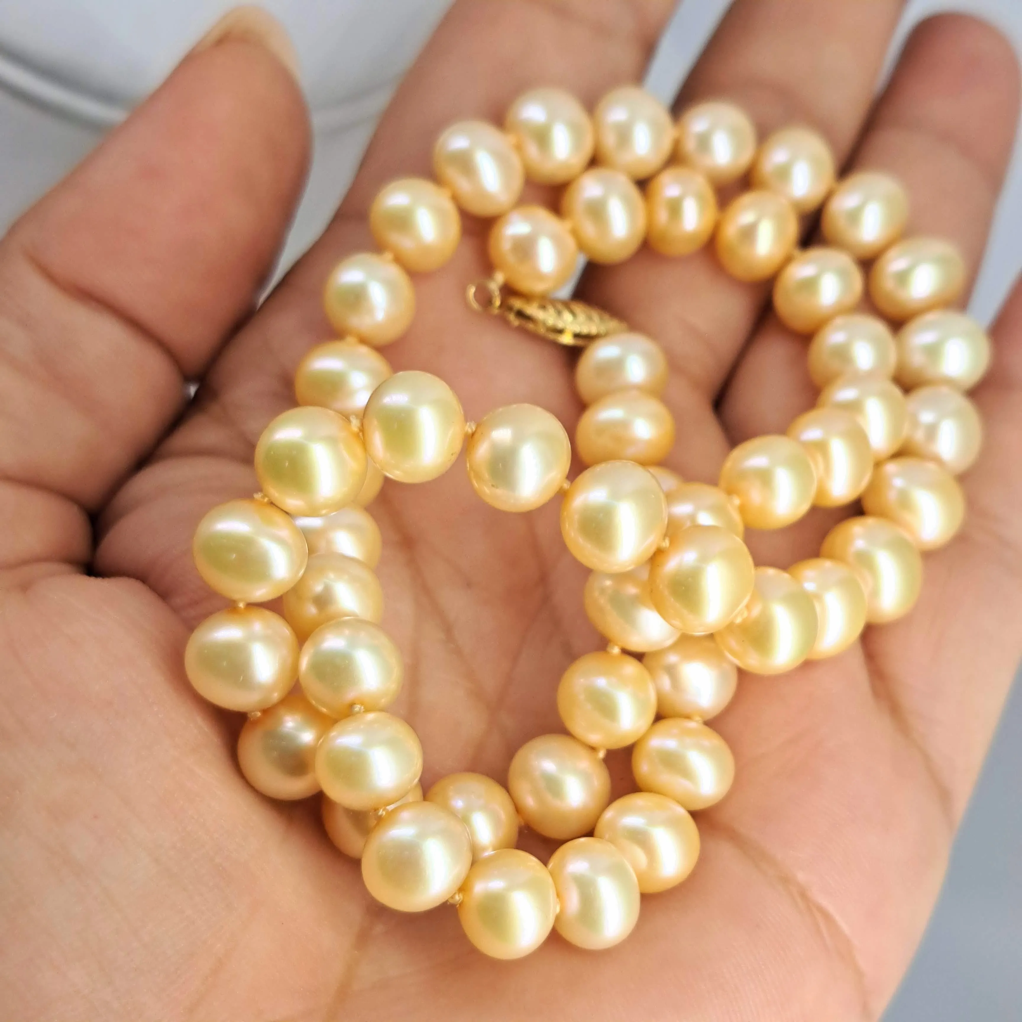 "Pretty As A Peach" 18" Necklace - Pearls, 14K Gold Clasp