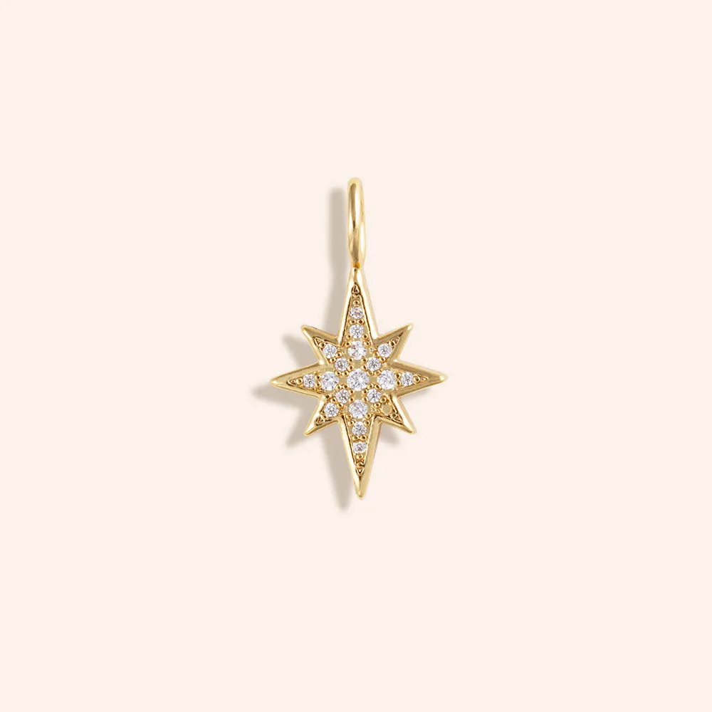 "Safe Return" Pave North Star Charm