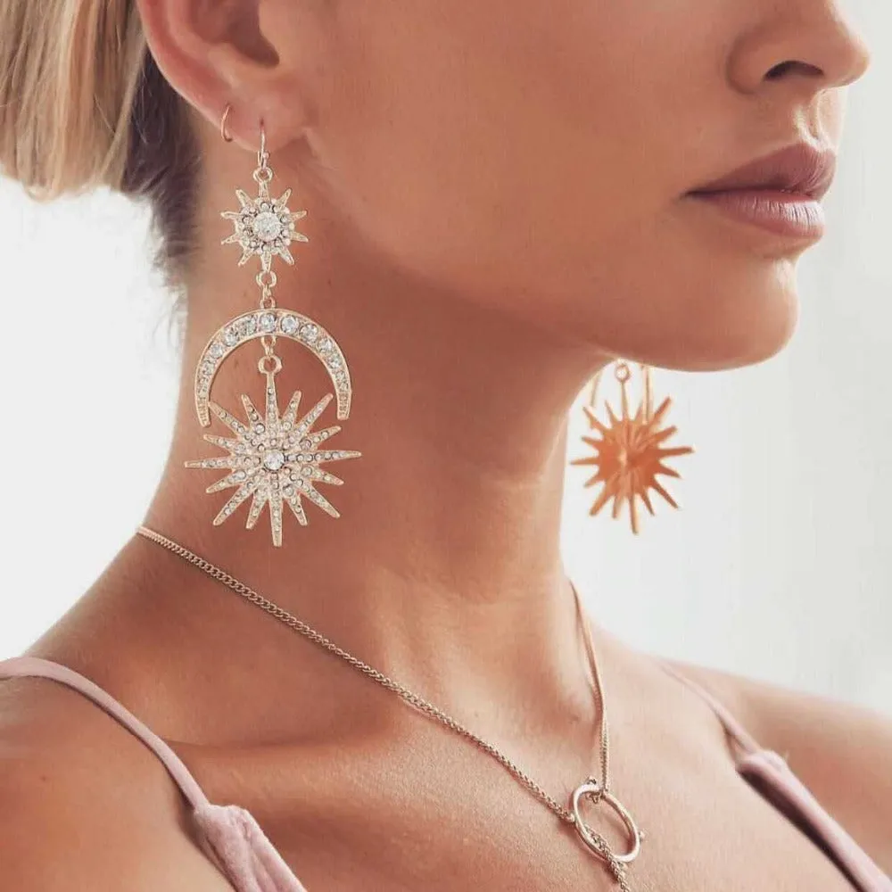 Radiant Sun Moon Earrings