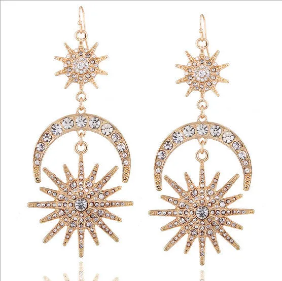 Radiant Sun Moon Earrings