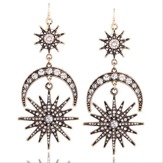 Radiant Sun Moon Earrings