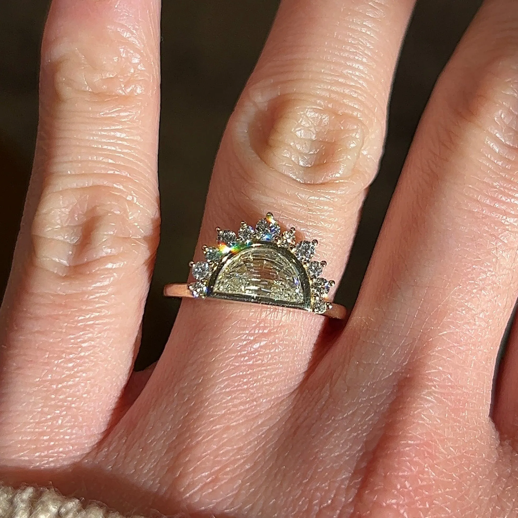 Ready To Ship - 0.80ct Luna Half Moon Diamond Engagement Ring