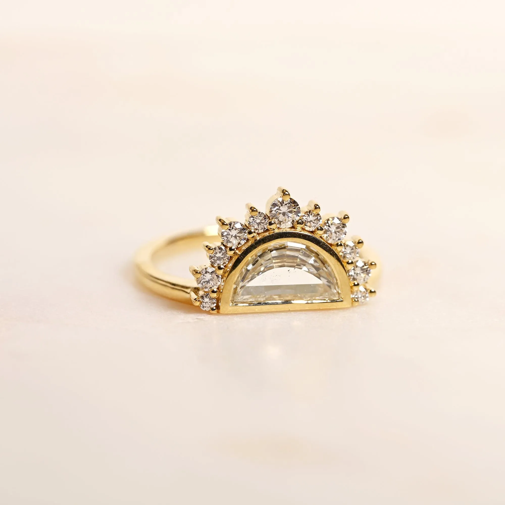Ready To Ship - 0.80ct Luna Half Moon Diamond Engagement Ring