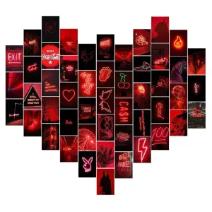 Red Aesthetic Collage Kit for Unique Room Decoration