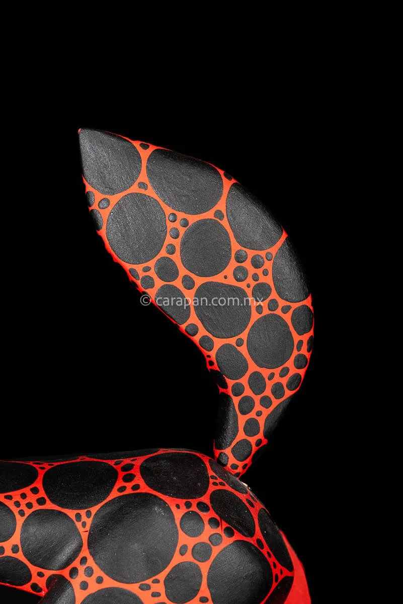 Red & Black Dog Mexican Wooden Sculpture alebrije