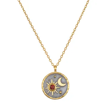Red Garnet Sun Moon Necklace