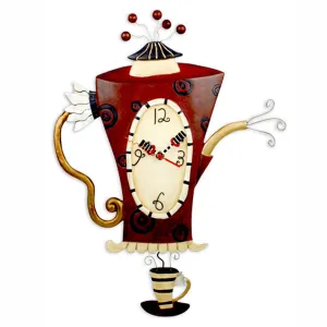 Red Steamin' Teapot Clock Art by Allen Designs