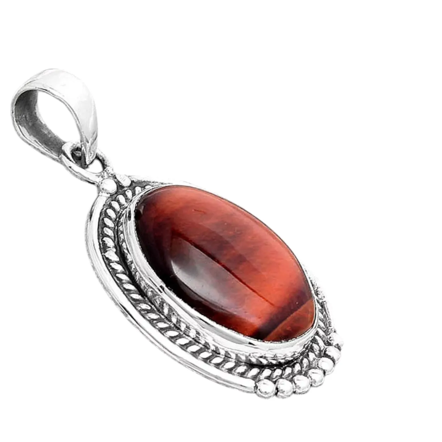 Red Tiger Eye Solid 925 Sterling Silver Pendant