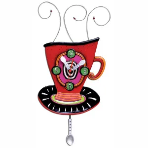 Red Wake Up Cup Clock Art by Allen Designs