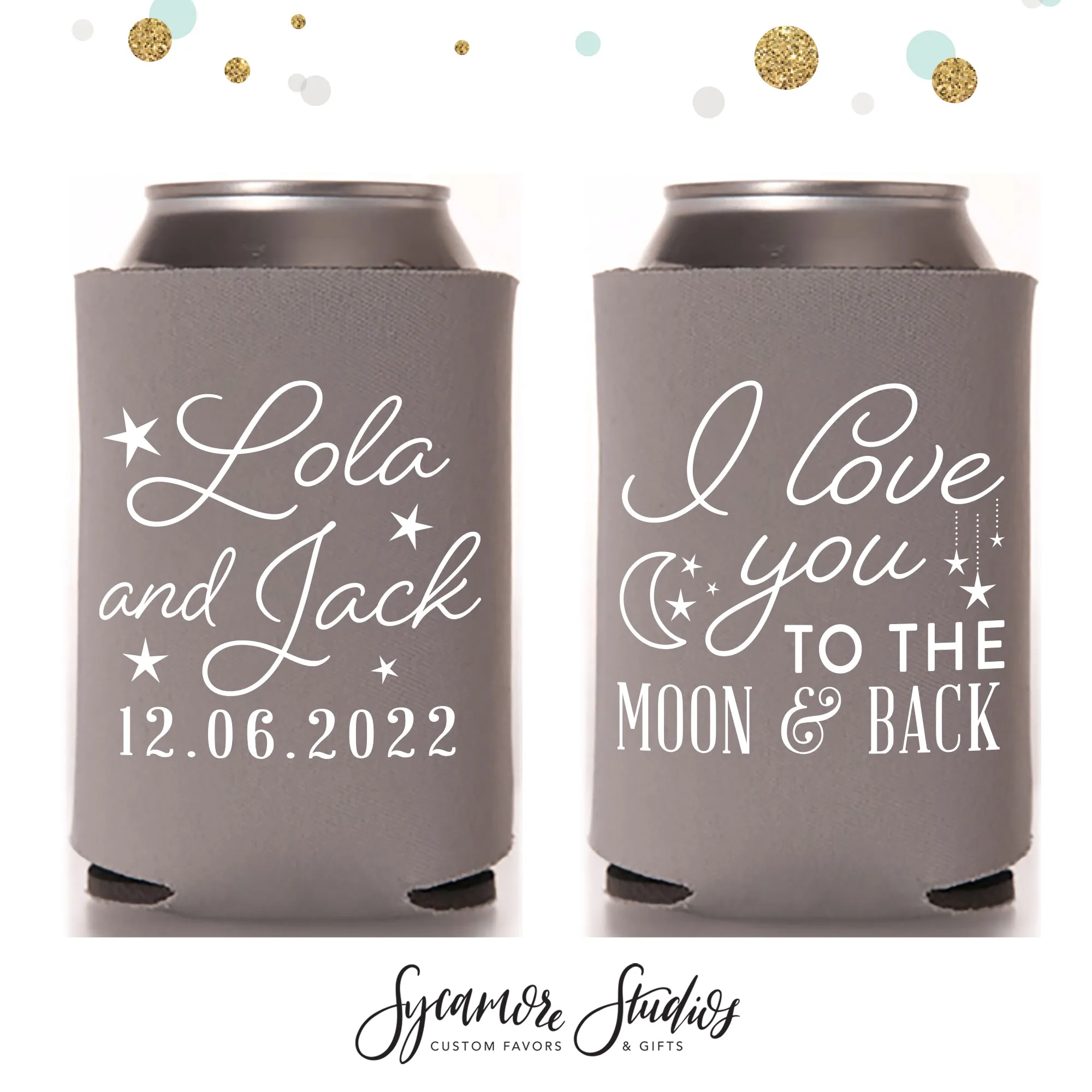 Regular & Slim Can Cooler Wedding Package #181RS - I Love You to the Moon and Back