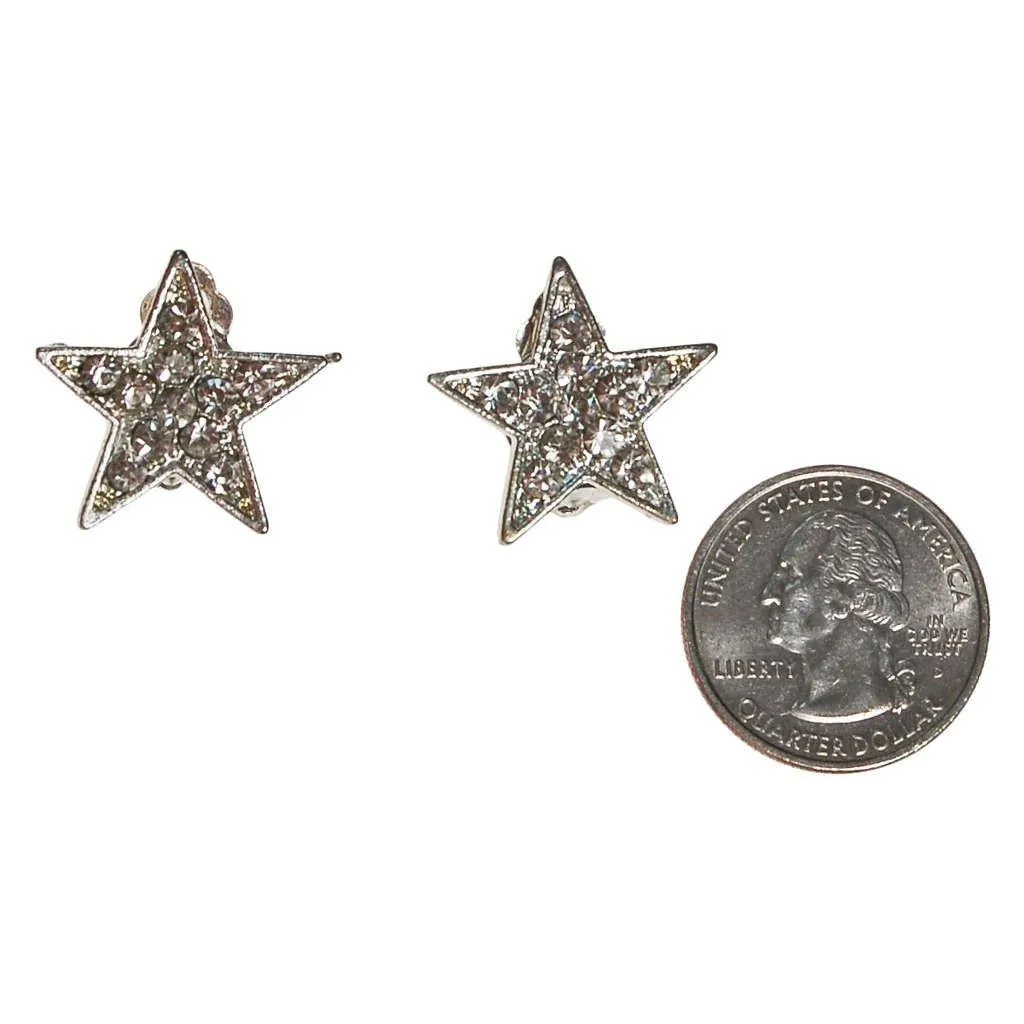Rhinestone Star Clip On Earrings